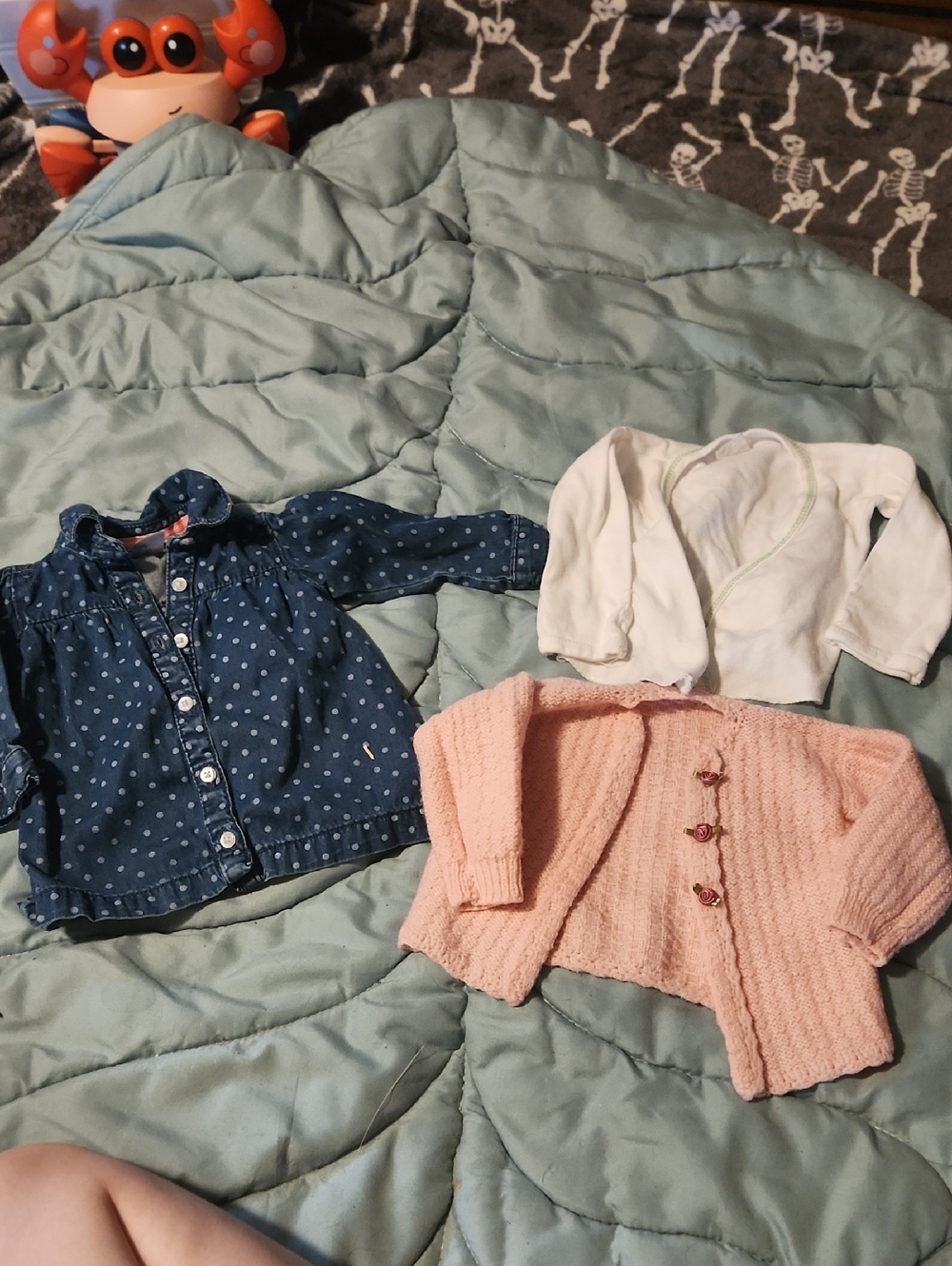 Carter's Blue Denim-Style Polka Dot Button-Down Shirt